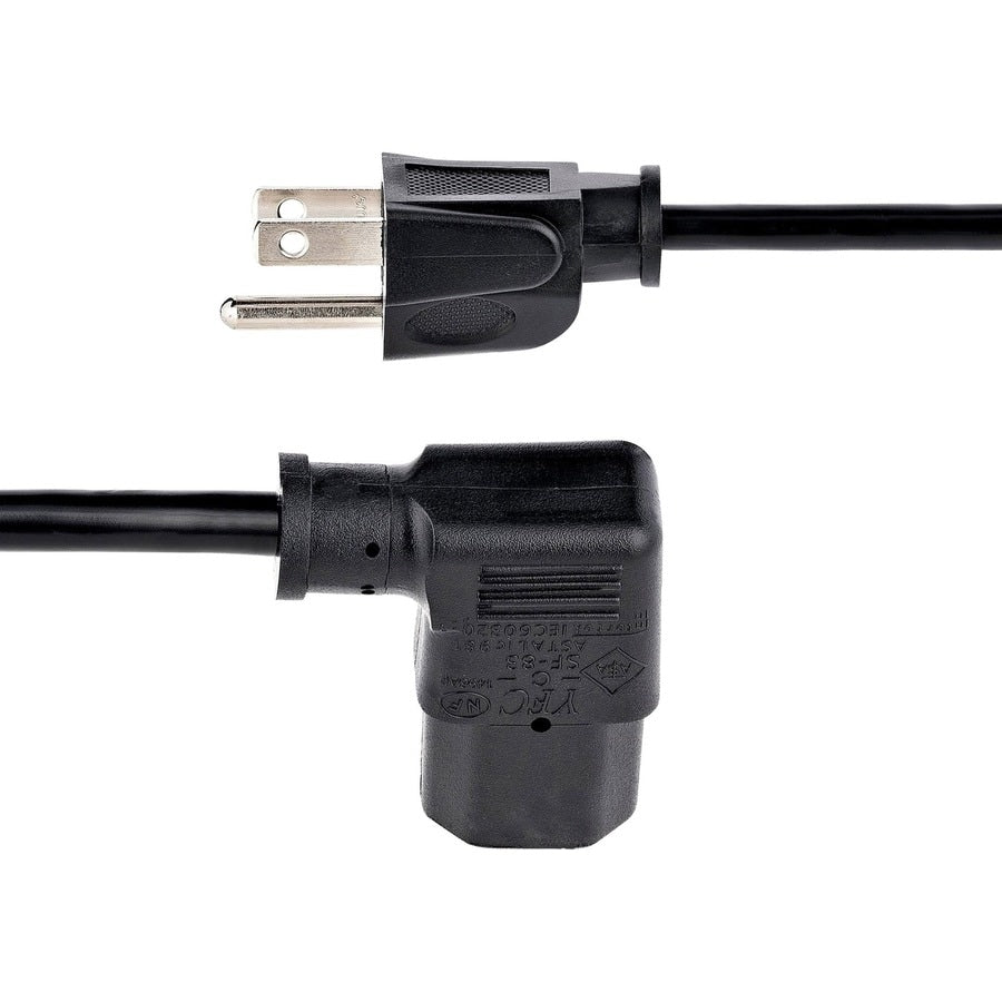 10FT COMPUTER POWER CORD NEMA 5-15P TO RIGHT ANGLE C13 POWER CORD