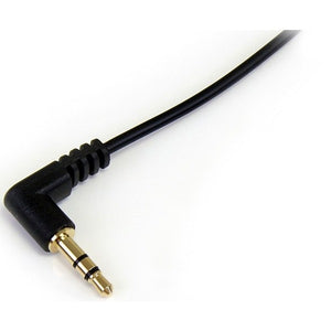 3FT M/M RIGHT ANGLE STEREO AUDIO CABLE 3.5MM TO STRAIGHT PLUG