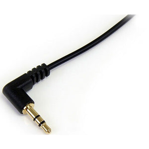 6FT M/M RIGHT ANGLE STEREO AUDIO CABLE 3.5MM TO STRAIGHT PLUG