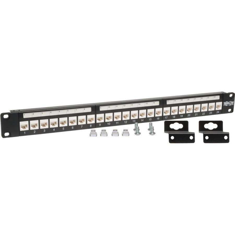 24PORT 1U CAT6/CAT5 PATCH PANEL LOW PROFILE RACK/WALL-MOUNT RJ45