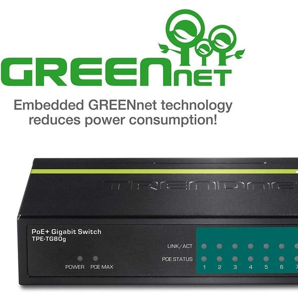 8PORT GB GREENNET POE PLUS SWITCH