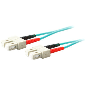 1M LOMM OM4 FIBER OPTIC MALE SC/SC 50/125 DUPLEX AQUA CABLE