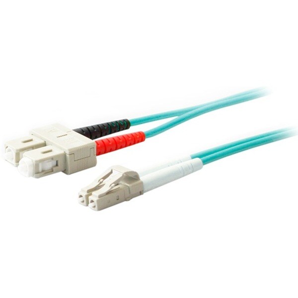 1M LOMM OM4 FIBER OPTIC MALE LC/SC 50/125 DUPLEX AQUA CABLE