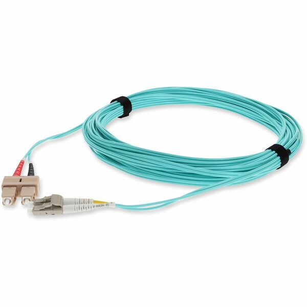 8M LOMM OM4 FIBER OPTIC MALE LC/SC 50/125 DUPLEX AQUA CABLE