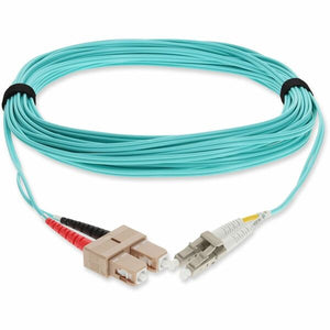 8M LOMM OM4 FIBER OPTIC MALE LC/SC 50/125 DUPLEX AQUA CABLE