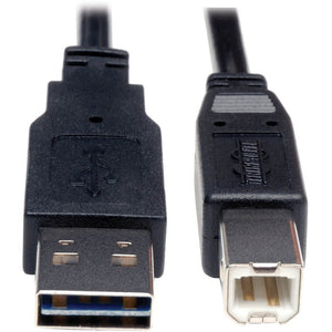 10FT REVERSIBLE USB CABLE M/M USB 2.0 HI-SPEED A/B UNIVERSAL