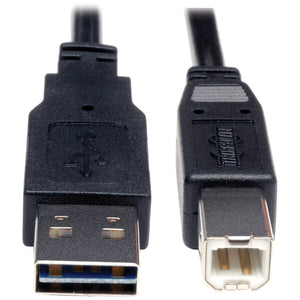 10FT REVERSIBLE USB CABLE M/M USB 2.0 HI-SPEED A/B UNIVERSAL