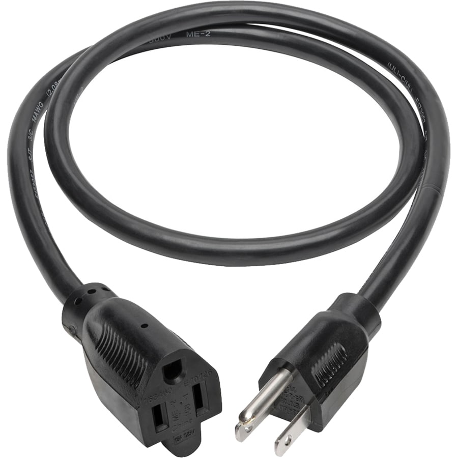 3FT POWER EXTENSION CORD 14AWG 15A 5-15P TO 5-15R HEAVY DUTY