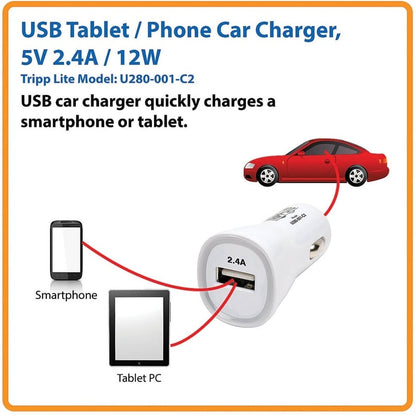 USB TABLET PHONE CAR CHARGER 5V 2.4A 12W LIGHTER SOCKET CHARGER