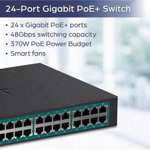 24PORT GIGABIT POE W/SWITCH