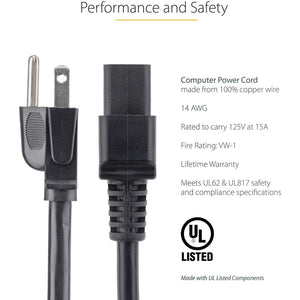 3FT COMPUTER POWER CORD NEMA 5-15P TO C19 COMPUTER POWER CABLE