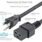 6FT COMPUTER POWER CORD NEMA 5-15P TO C19 COMPUTER POWER CABLE