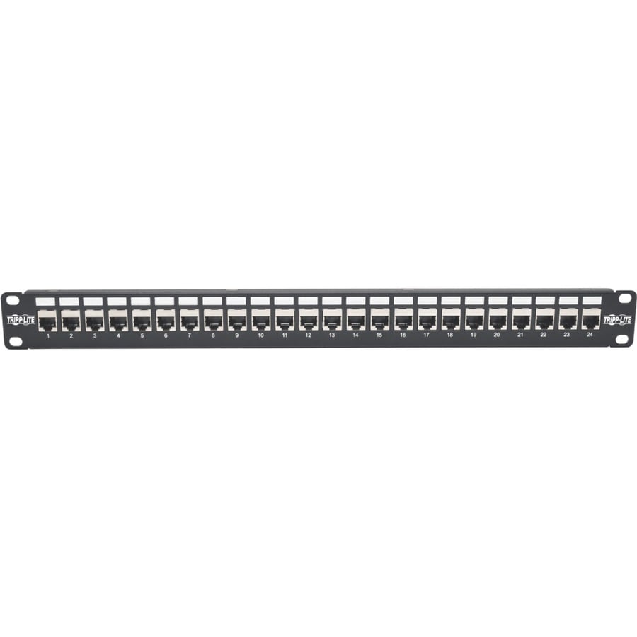 24PORT 1U CAT6A PATCH PANEL RM/STP SHIELDED/FEEDTHROUGH RJ45
