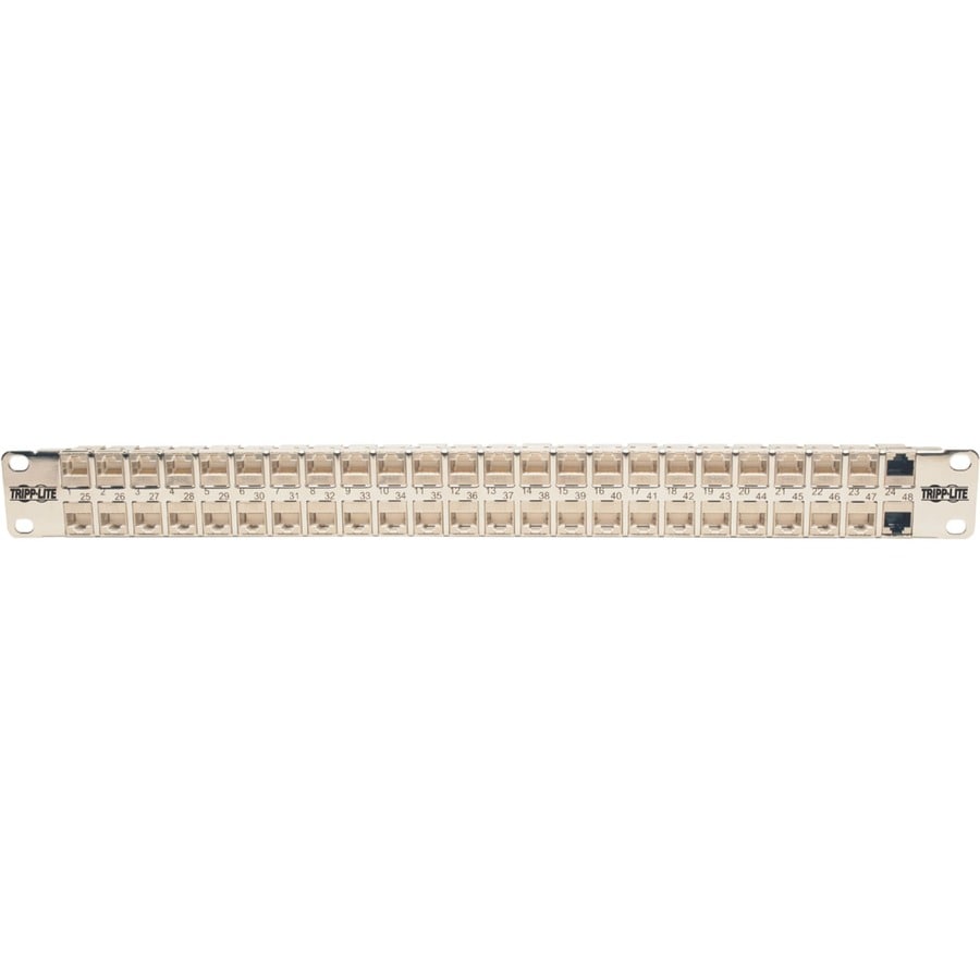 48PORT 1U CAT6A PATCH PANEL RM/STP SHIELDED/FEEDTHROUGH RJ45