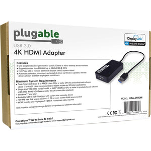 PLUGABLE UGA-4KHDMI USB 3.0 TO HDMI 4K VIDEO ADAPTER