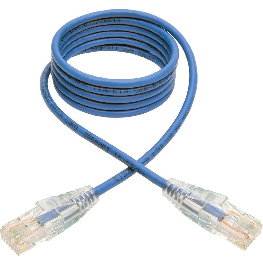 4FT CAT6 PATCH CABLE SLIM BLUE GIGABIT MOLDED SNAGLESS UTP PVC M/M