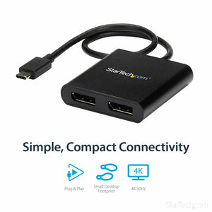 USB-C DP MULTI MONITOR ADAPTER 2 PORT USB C TO DISPLAYPORT MST HUB