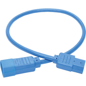 2FT PWR EXTENSION CORD 18 AWG 10A C14 TO C13 BLUE COMPUTER CABLE