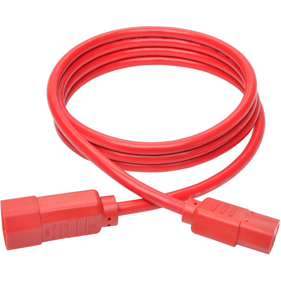 6FT PWR EXTENSION CORD 18AWG 10A C14 TO C13 RED COMPUTER CABLE