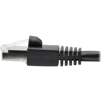 1FT CAT6A BLACK SNAGLESS SHIELDED STP POE M/M PATCH CABLE