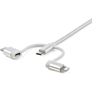 3FT USB MULTI CHARGING CABLE LIGHTNING USB C MICRO-USB CHARGER