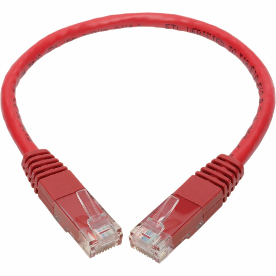 1FT CAT6 CAT5E PATCH CABLE RJ45 GIGABIT MOLDED M/M 550MHZ RED