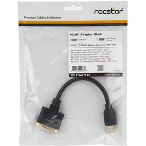 8IN HDMI TO DVI-D ADAPTER M/F GOLD PLATED CONNECTORS BLACK