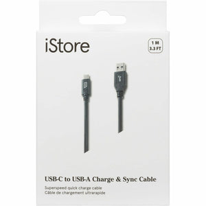 1M ISTORE USB-C TO USB-A SYNC/ CHARGE CABLE 1M BLACK