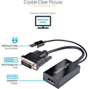 DVI TO DISPLAYPORT ADAPTER DVI-D DP VIDEO CONVERTER USB POWER