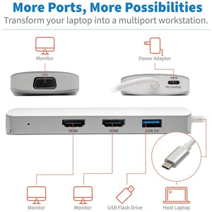 USB C DOCKING STATION W/USB HUB 2X HDMI VGA PD CHARGING 1080P