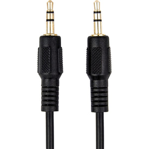 10FT SLIM 3.5MM STEREO CABLE MALE TO MALE GOLD PLATED BLACK