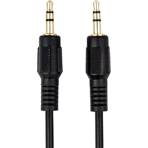 10FT SLIM 3.5MM STEREO CABLE MALE TO MALE GOLD PLATED BLACK