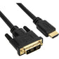 3FT HDMI TO DVI-D M/M CABLE DVI 18+1 GOLD PLATED SHIELDING BLK