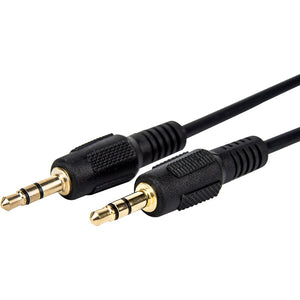 1FT SLIM 3.5MM STEREO CABLE MALE TO MALE GOLD PLATED BLACK