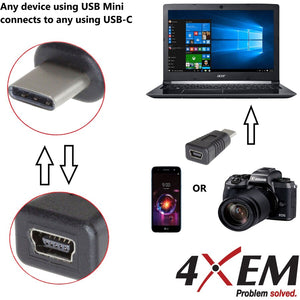 USB TYPEC MALE TO MINI USB FEMALE ADAPTER USBC3.1