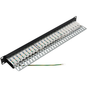 CAT5E/CAT6 PATCH PANEL 24-PORT SHIELDED KRONE IDC 568B RJ45 1U