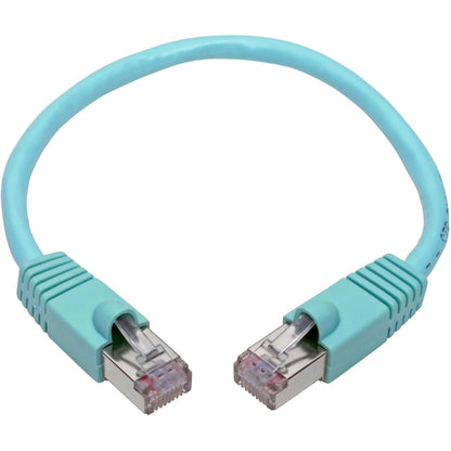 1FT CAT6A PATCH CABLE SNAGLESS SHIELDED STP 10G POE AQUA M/M