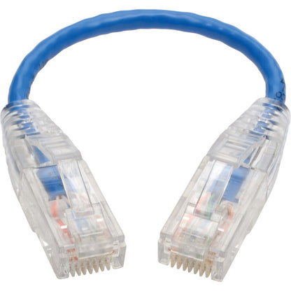 8IN CAT6 GB SNAGLESS MOLDED SLIM UTP PATCH CABLE RJ45 BLUE