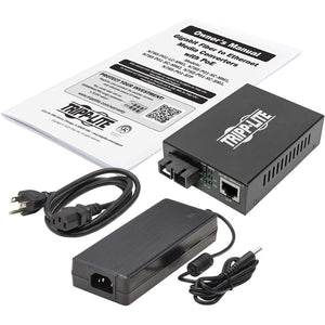 SC SINGLEMODE FIBER GBE MEDIA CONVERTER POE+ 10/100/1000 20KM