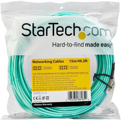 15M MULTIMODE FIBER OPTIC CABLE OM3 LC/LC 50/125 LSZH FIBER CABLE