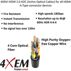 330FT ACTIVE OPTICAL FIBER HDMI2 CABLE 4K 60HZ 18GBPS 100M