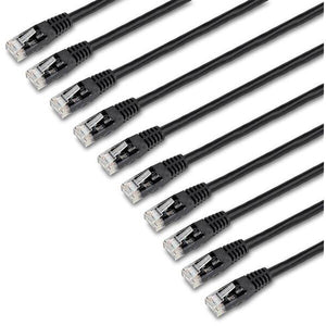 6FT BLACK CAT6 CABLE 10 PACK RJ45 UTP PATCH CABLE GIGABIT LAN