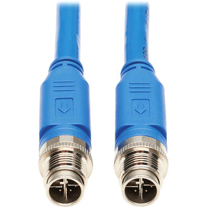 5M CAT6A BLUE M/M 10G SHIELDED M12 X-CODE CMR-LP ETHERN CABLE