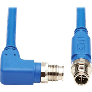 2M CAT6A BLUE M/M SHIELDED M12 X-CODE RIGHT-ANGLE ETHERN CABLE