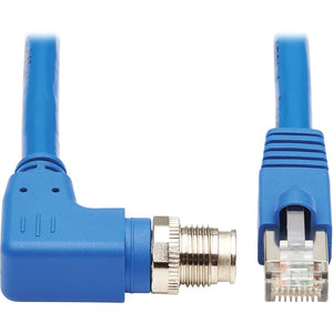 5M CAT6A BLUE SHIELDED M12 RIGHT-ANGLE RJ45 ETHERN CABLE