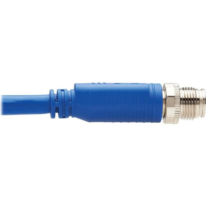 5M ENET CABLE SHIELDED M12 X-CODE CAT6A M12 RJ45 M/M BLUE