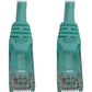 50FT CAT6A ENET CABLE SNAGLESS MOLDED UTP 10G POE M/M AQUA