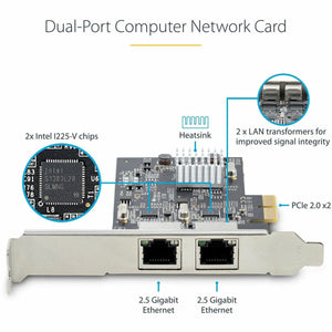 2-PORT 2.5G PCIE NETWORK CARD - DUAL NBASE-T ETHERNET CARD