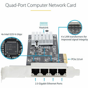 4-PORT 2.5G PCIE NETWORK CARD - QUAD NBASE-T ETHERNET CARD