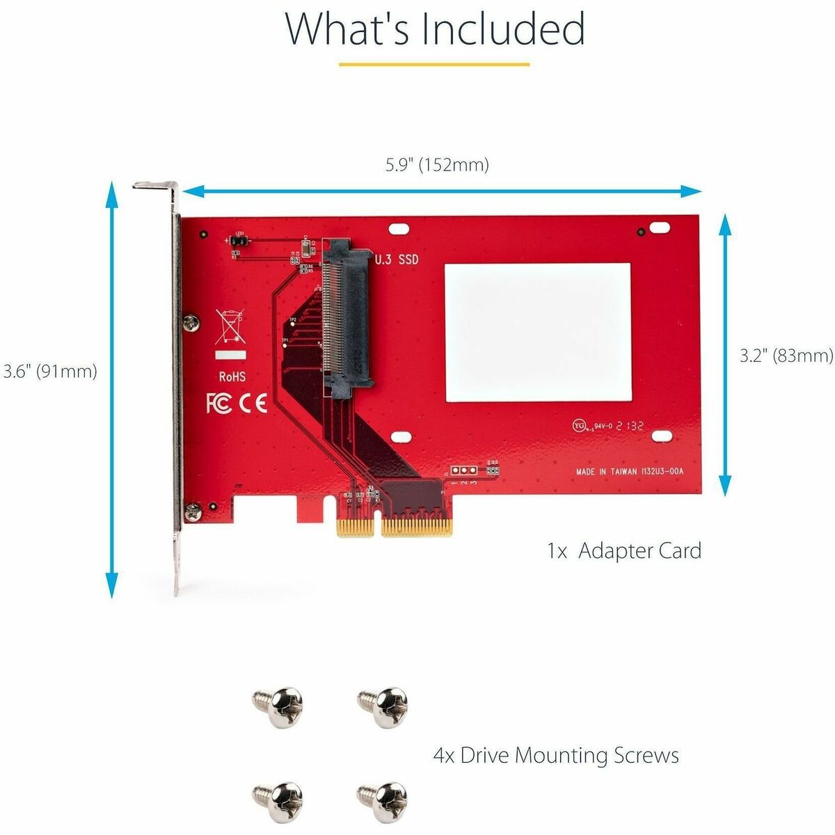 U.3 TO PCIE ADAPTER CARD - PCI EXPRESS 4.0 U.3 NVME SSDS